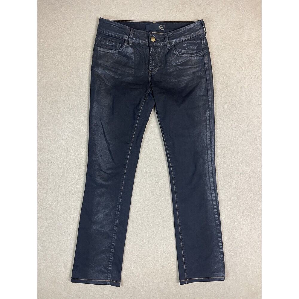 Just Cavalli Jeans‎ Womens 28 Black Waxed Ittierre Straight Slim Denim Adult